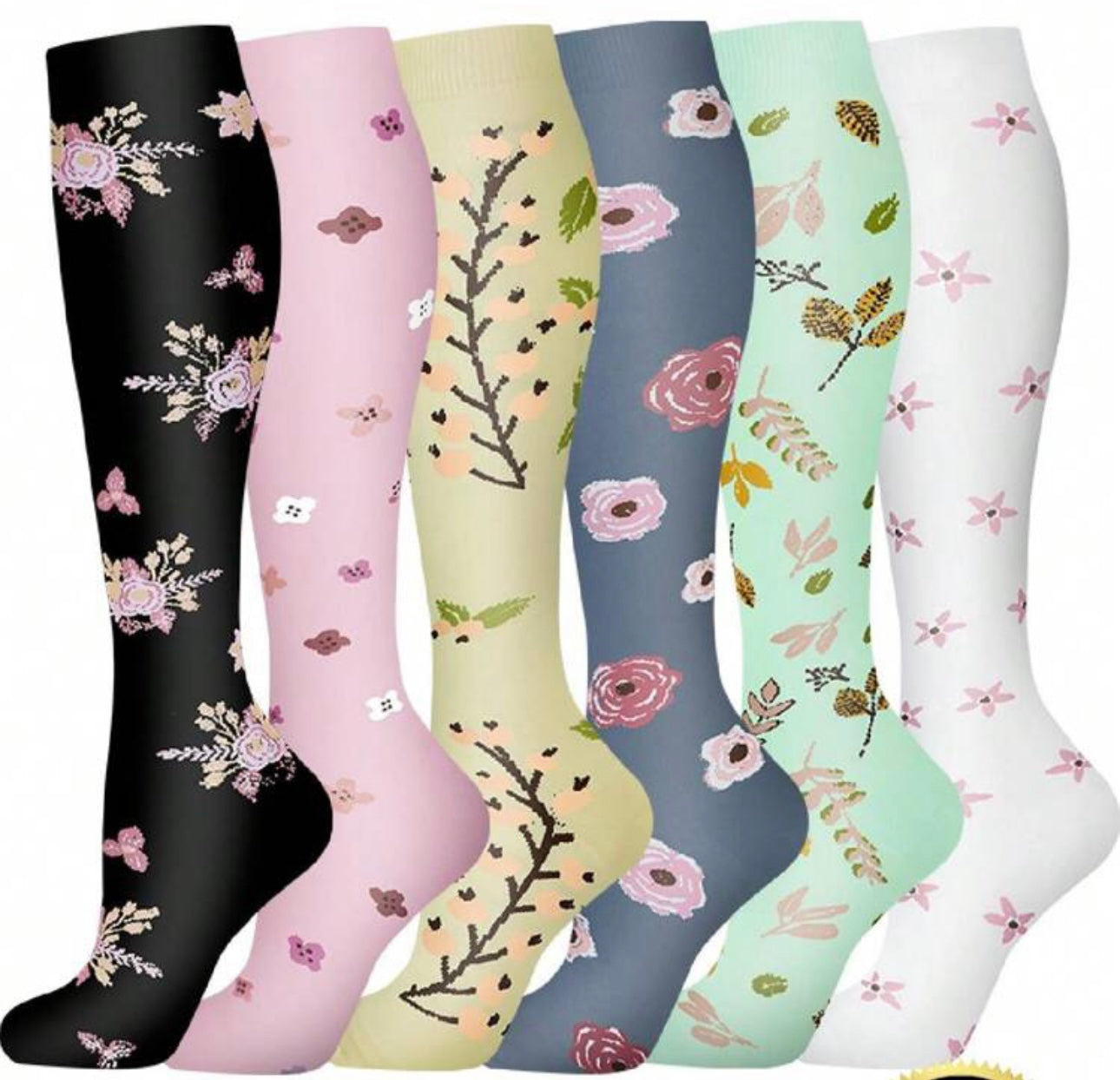 Floral Pattern compression Socks